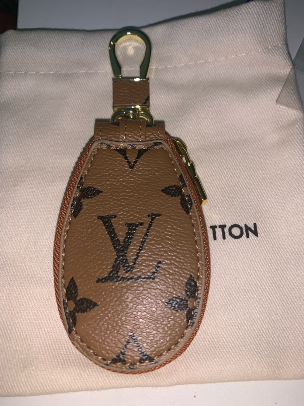 🤎Designer Inspired Monogram Leather pouch purse/bag charm keychain🤎